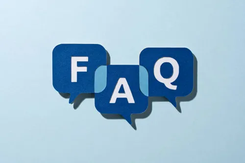 paper craft faq speech bubble on blue background