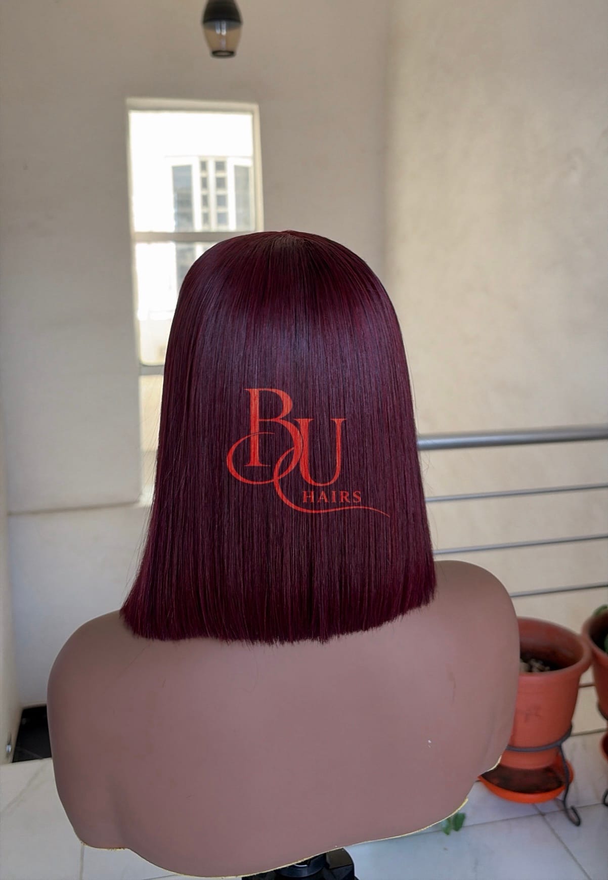 Burgundy (8” - 10”) SDD 2x6 Bone Straight Wig 3 Burgundy (8” - 10”) SDD 2x6 Bone Straight Wig - Image 3