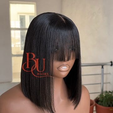 Best Made to Order Pure Human Hairs Vendor in Lagos 16 10” Fringe SDD Bone Straight Wig