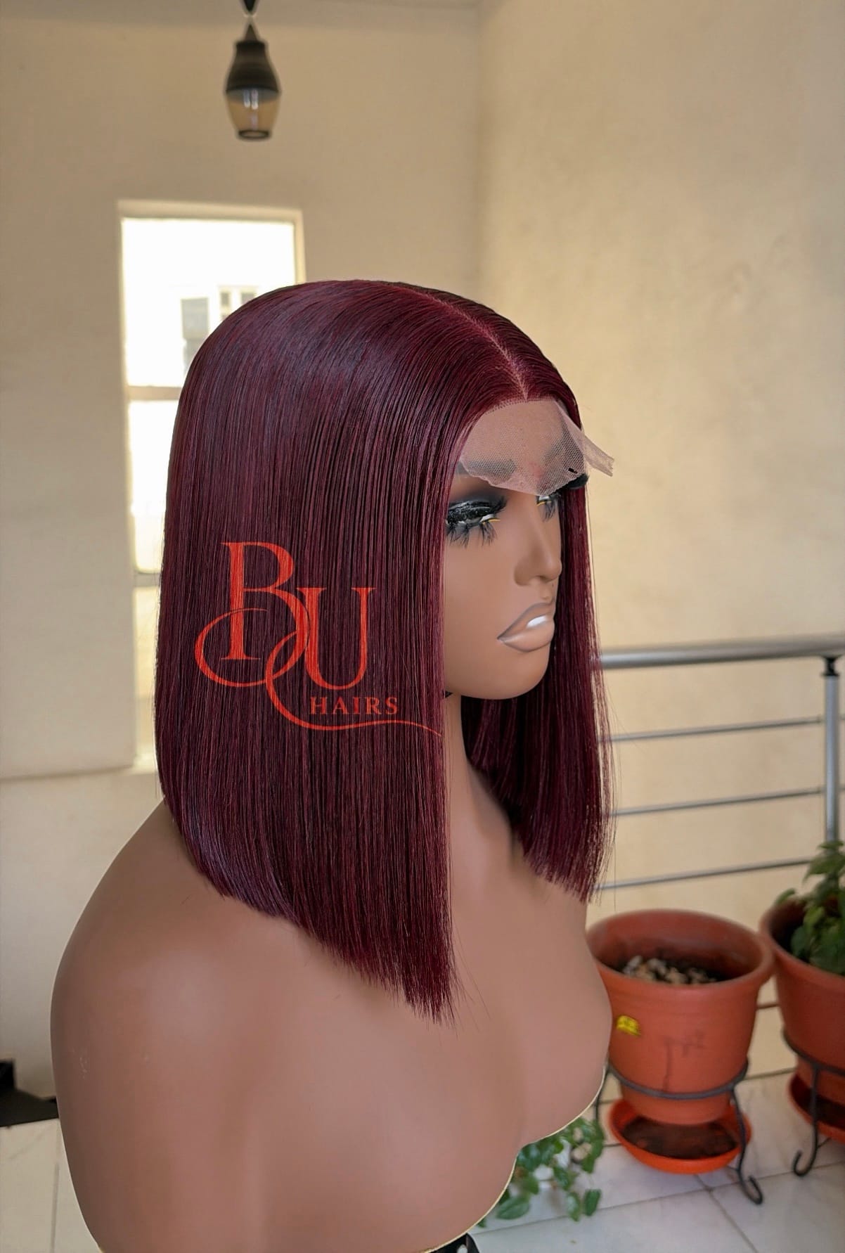 Burgundy (8” - 10”) SDD 2x6 Bone Straight Wig 1 Burgundy (8” - 10”) SDD 2x6 Bone Straight Wig