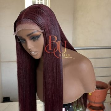 Burgundy Bone Straight Wig | 5x5 | 24”-30”