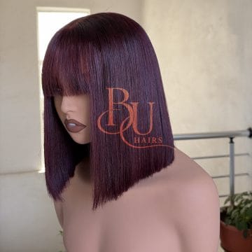 Burgundy Fringe SDD Bone Straight Wig