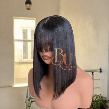 Best Made to Order Pure Human Hairs Vendor in Lagos 36 12 inches Fringe SDD Bone Straight Wig