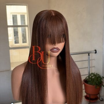 Brown Fringe Bone Straight Wig