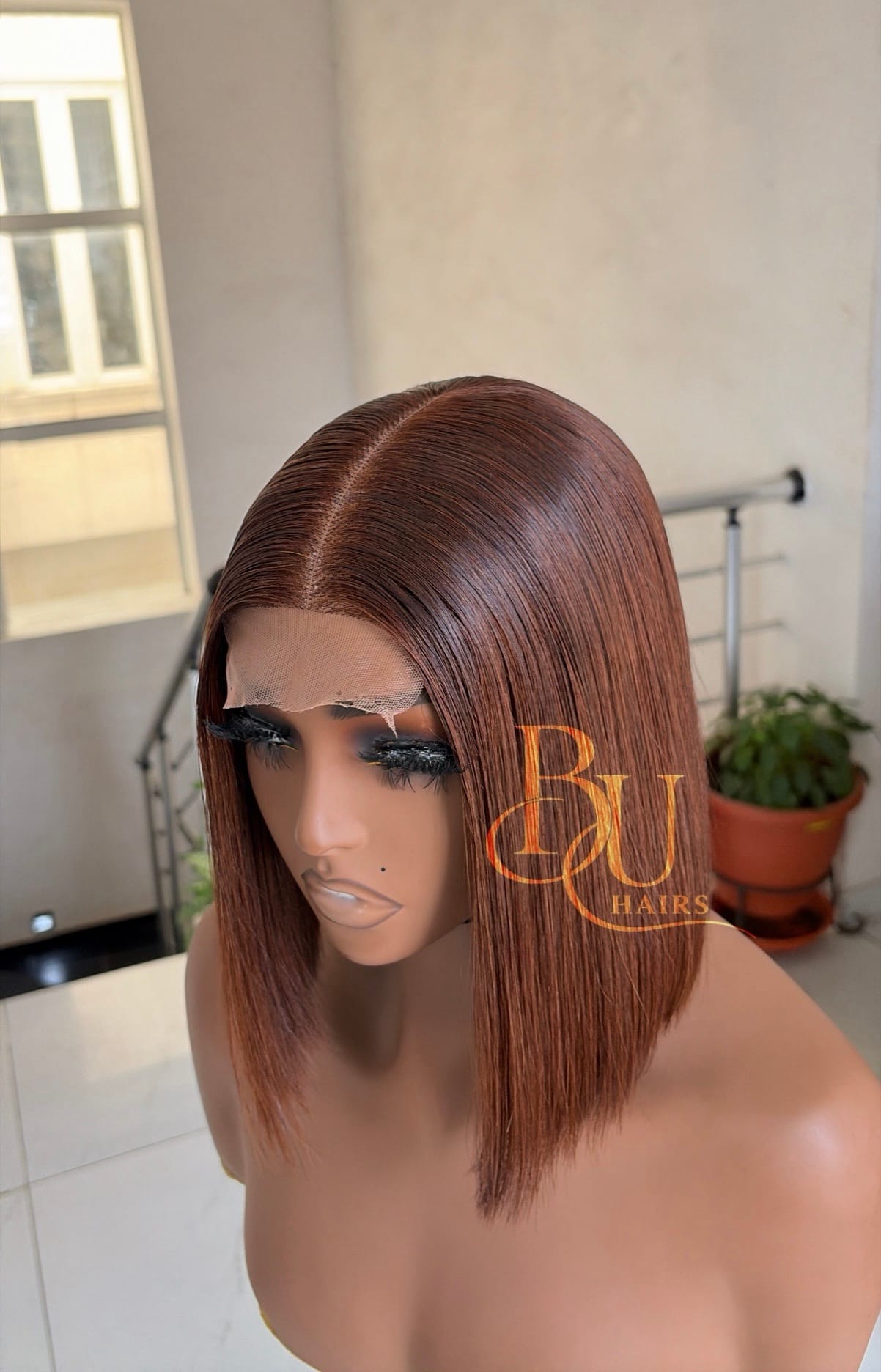 8 inches 2 x 6 Brown SDD Bone Straight Wig 1 8 inches 2 x 6 Brown SDD Bone Straight Wig