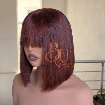 Best Made to Order Pure Human Hairs Vendor in Lagos 53 8” Cajun Fringe SDD Bone Straight Wig