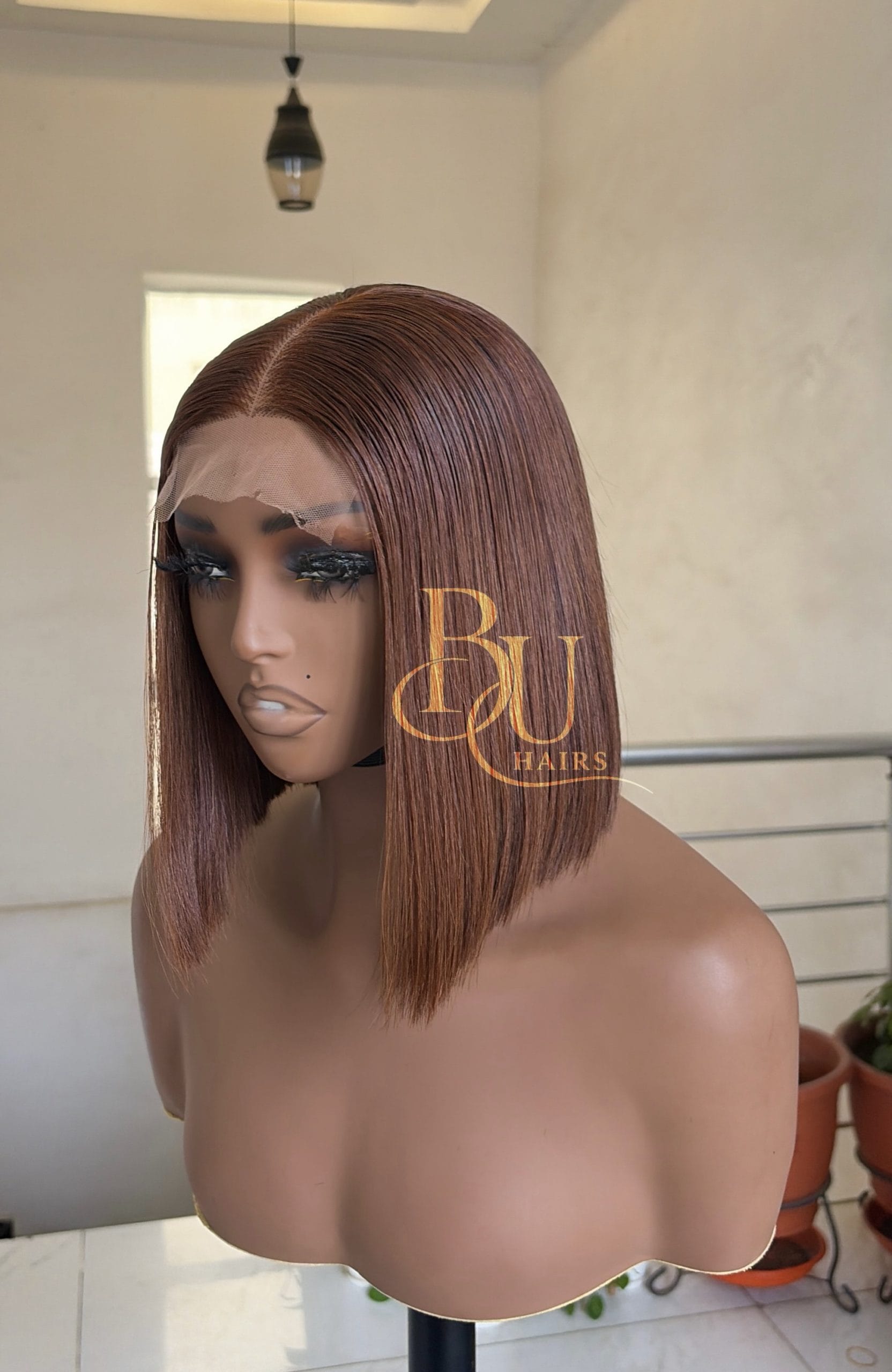 8 inches 2 x 4 Brown SDD Bone Straight Wig 1 8 inches 2 x 4 Brown SDD Bone Straight Wig