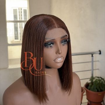 Best Made to Order Pure Human Hairs Vendor in Lagos 75 10 inches 2 x 4 Brown SDD Bone Straight Wig