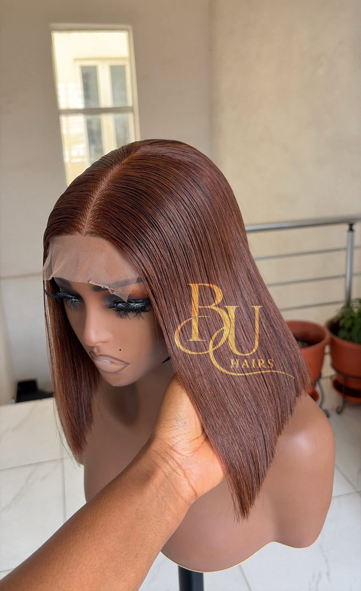 8 inches 2 x 4 Brown SDD Bone Straight Wig 2 8 inches 2 x 4 Brown SDD Bone Straight Wig - Image 2