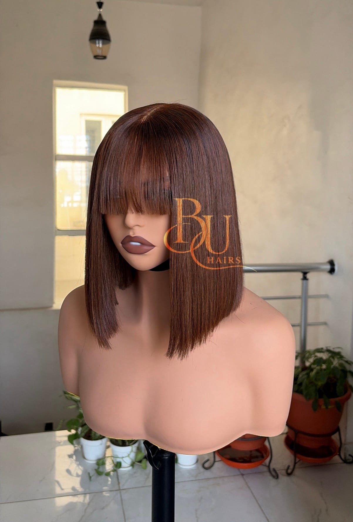 10" Brown Fringe SDD Bone Straight Wig 1 10" Brown Fringe SDD Bone Straight Wig