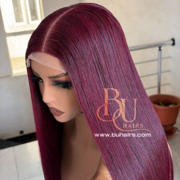 24” Burgundy (2 x 6) SDD Bone Straight Wig