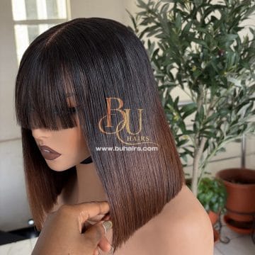 Ombre Tone Fringe Bone Straight Wig